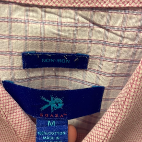 EGARA Mens M pink button up dress shirt long sleeve textured 💼🖇📈 - Picture 3 of 5